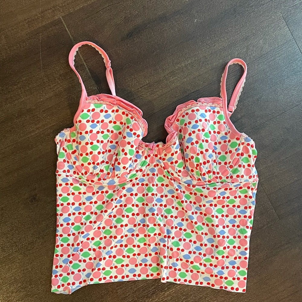 Adorable vintage cherry print bustier top🍒🍒
